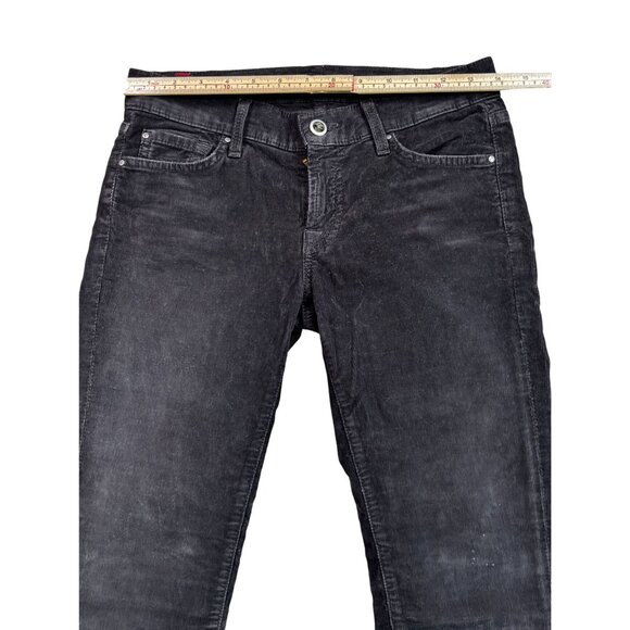 7 For All Mankind Black Corduroy Jeans Size 26 Mid-Rise Straight Leg Womens Pant - Picture 9 of 13